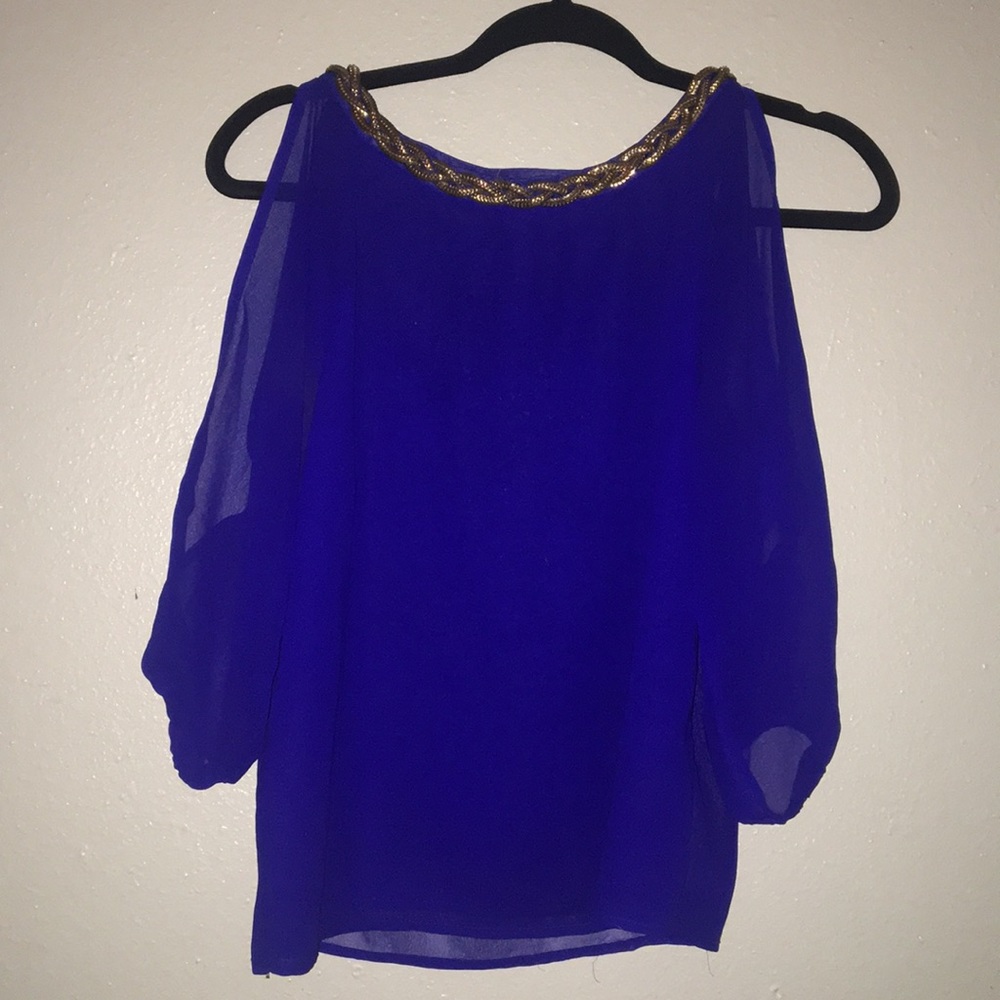 2 for $8 sheer royal blue cold shoulder